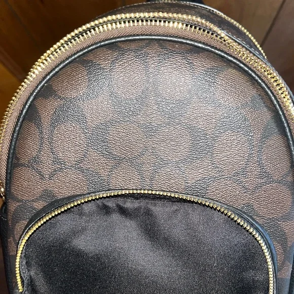 Coach Brown and Black Leather Backpack - Picture 7 of 8